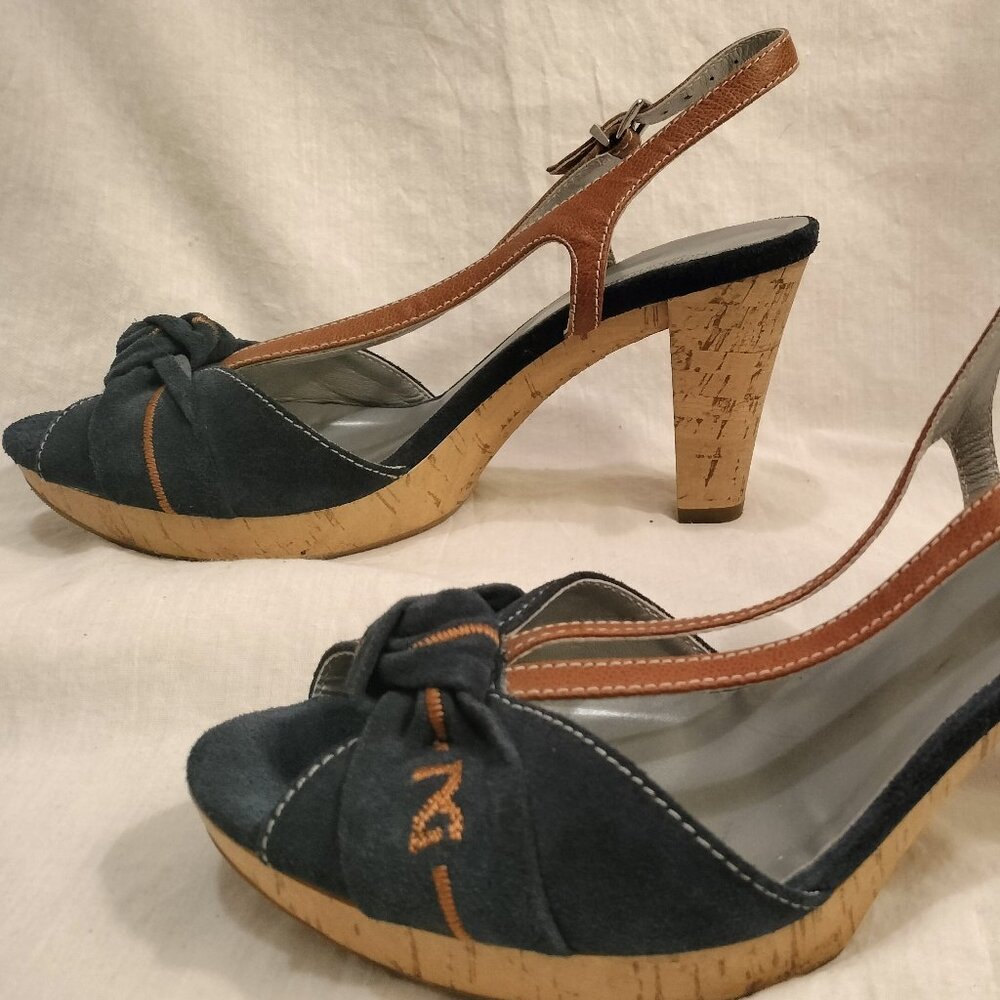 NeroGiardini Leather & Fabric Strappy Platform Sandal